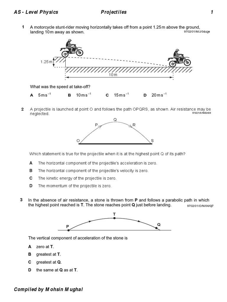 Analysis of Projectile Motion Concepts Through Multiple Choice