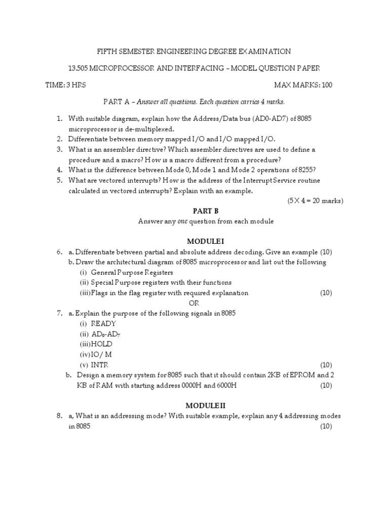 Microprocessor Interfacing Exam Paper | PDF | Classes Of Computers ...