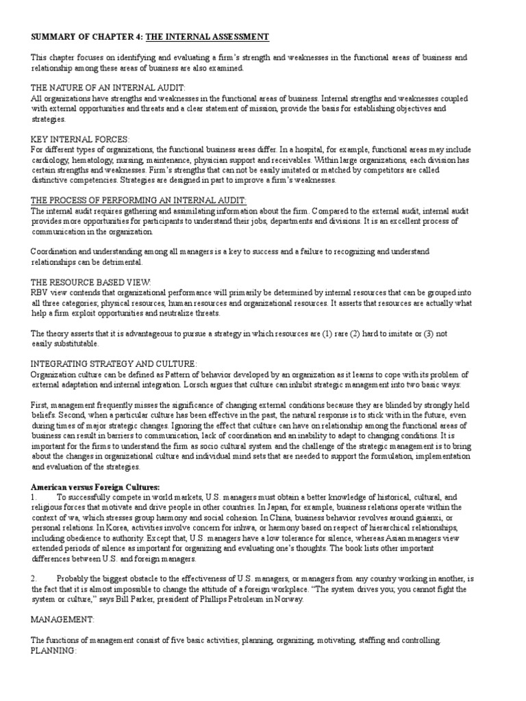 Assessing organizational strengths and weaknesses an analysis of