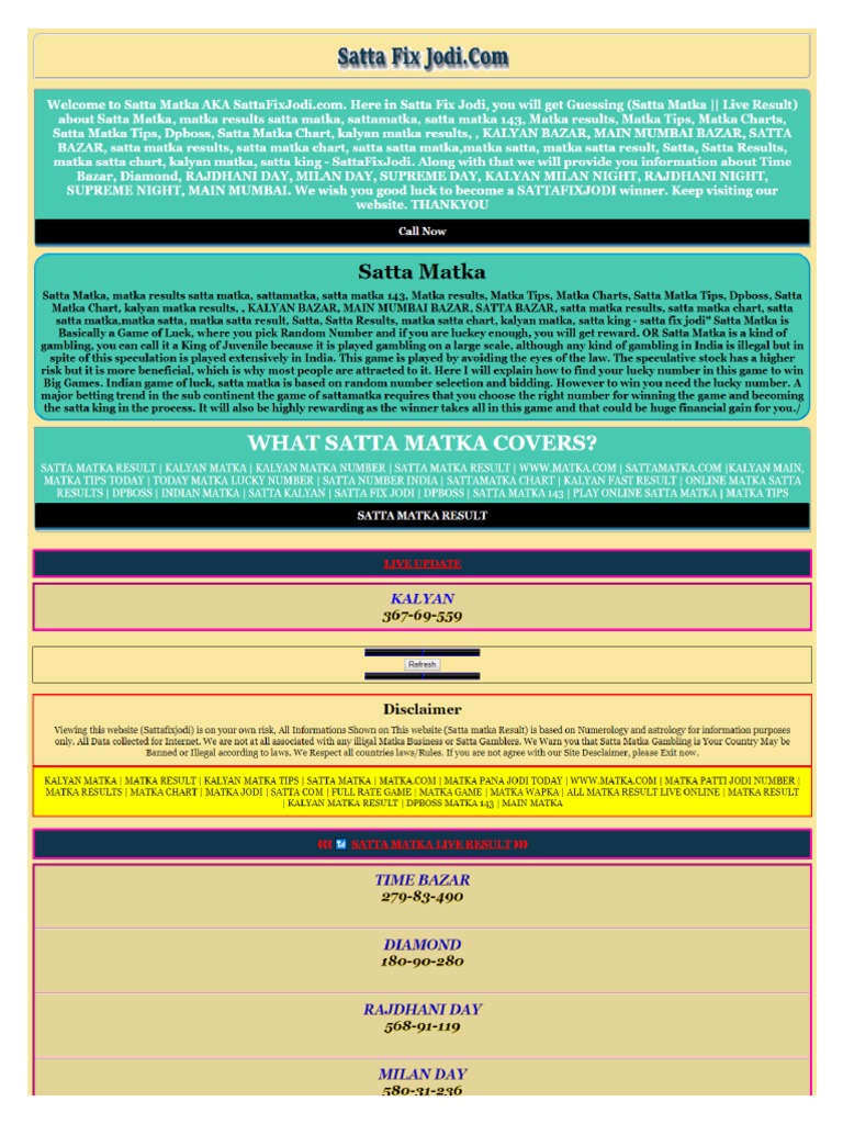 kalyan satta matka open today on Satta Matka Kalyan Matka Result