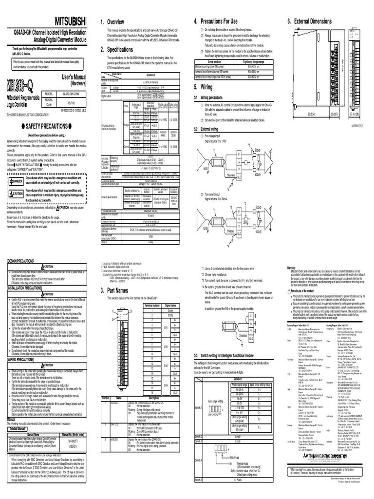 Q64AD GH UserManual Hardware IB 0800223 B | PDF | Programmable