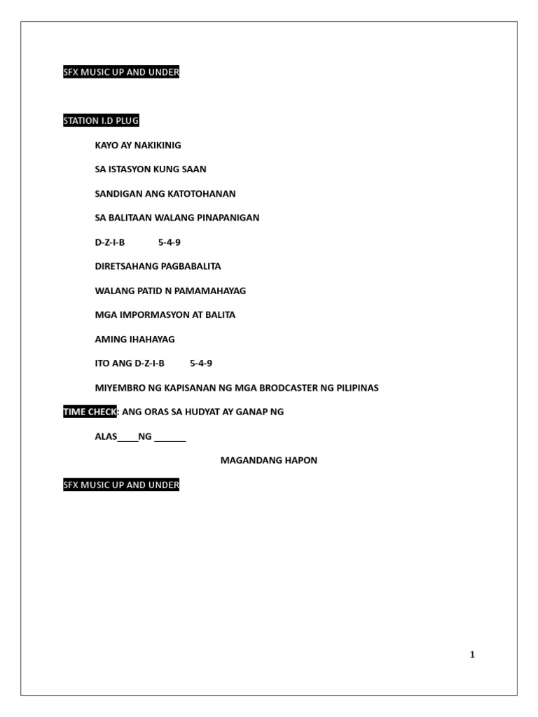 Radio Brodcasting Script | PDF