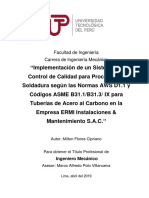 Implementación de un Sistema de Control de Calidad para Procesos de Soldadura