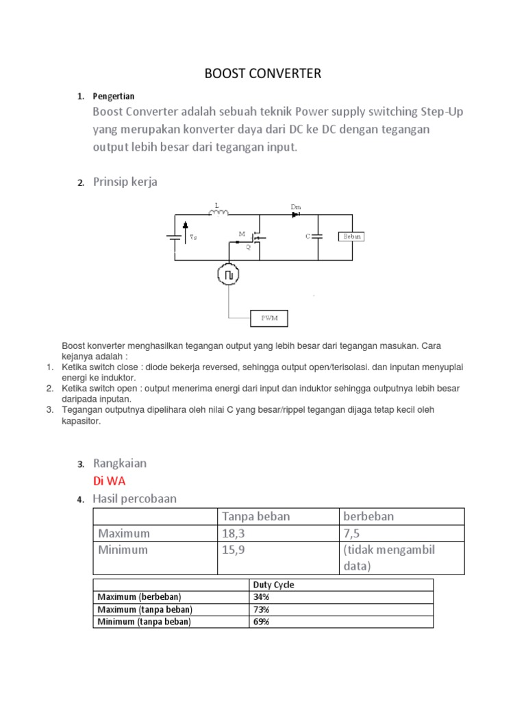 Prinsip Kerja Boost Converter DC | PDF