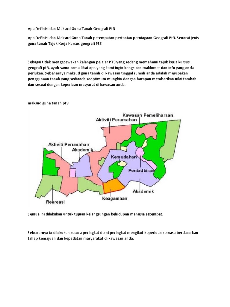 Apa Definisi Dan Maksud Guna Tanah Geografi Pt3 Pdf