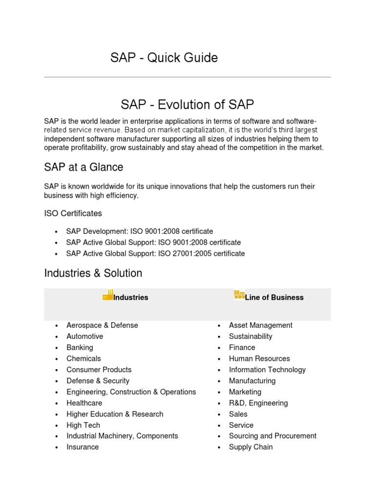 SAP ERP Overview and Fundamentals | PDF | Enterprise Resource Planning ...