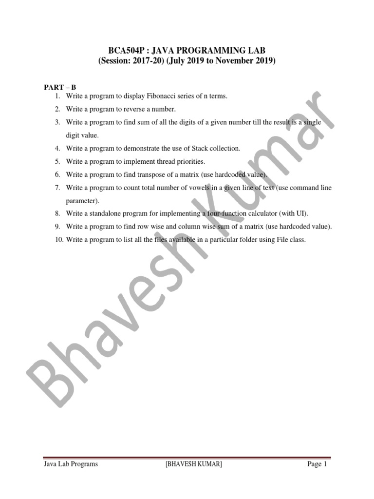 Java Programming Lab Exercises | PDF | Software | Computer Engineering