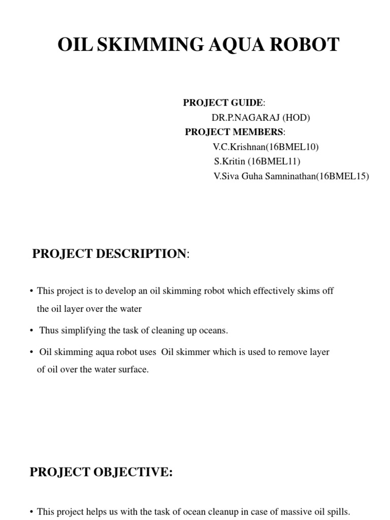Oil Skimming Aqua Robot PDF Petroleum Nature