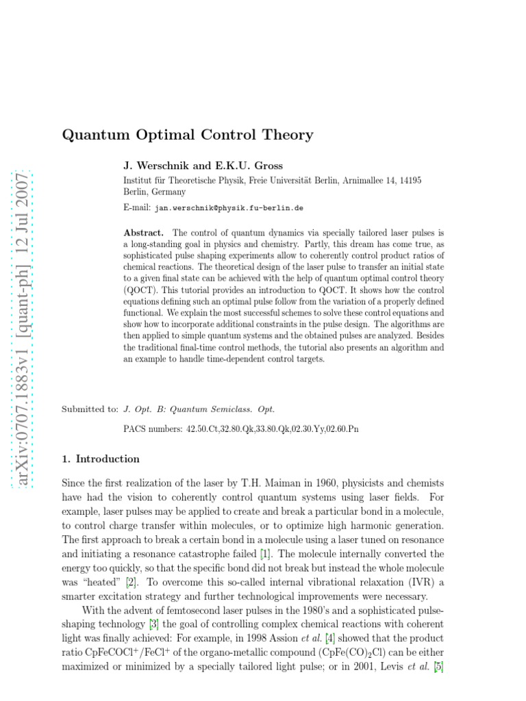 Control Fields PDF | PDF | Calculus Of Variations | Mathematical ...
