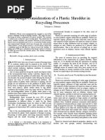 Design Consideration of A Plastic Shredder in Recycling Processes