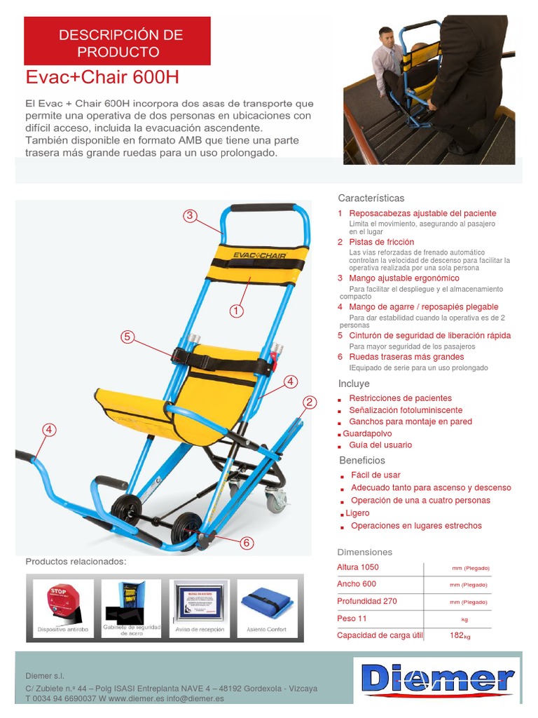Ficha Tecnica Evac Chair 600h Vehiculos Transporte
