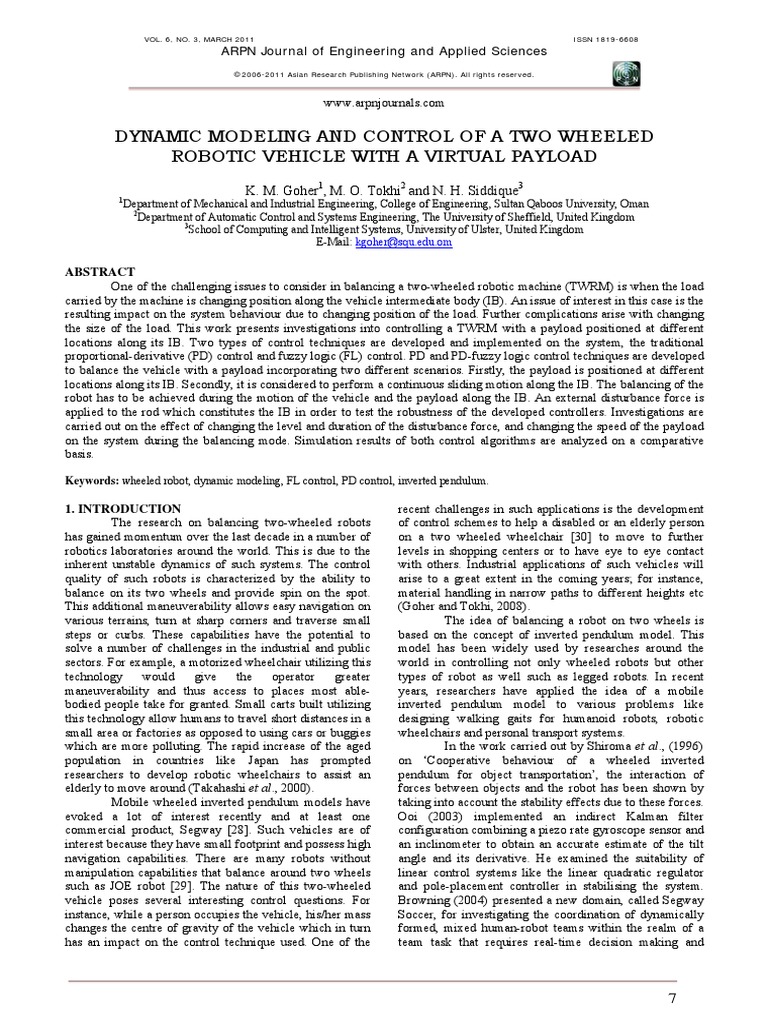 Dynamic of Two Wheeled Robot | PDF | Control Theory | Robotics