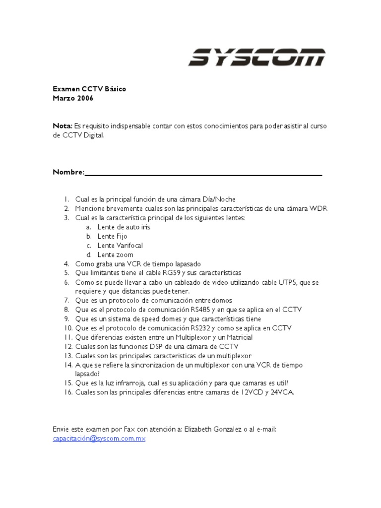 Examen de Conocimientos en CCTV | PDF | Negocios | Informática