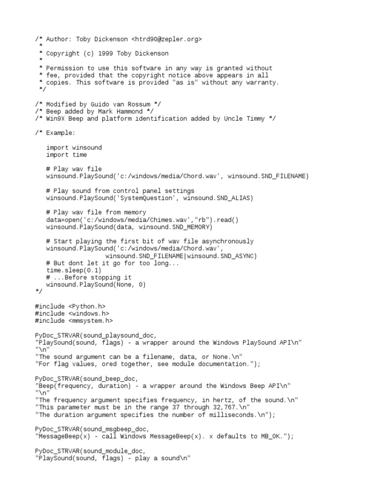 Winsound Pdf Operating System Technology Computer Data