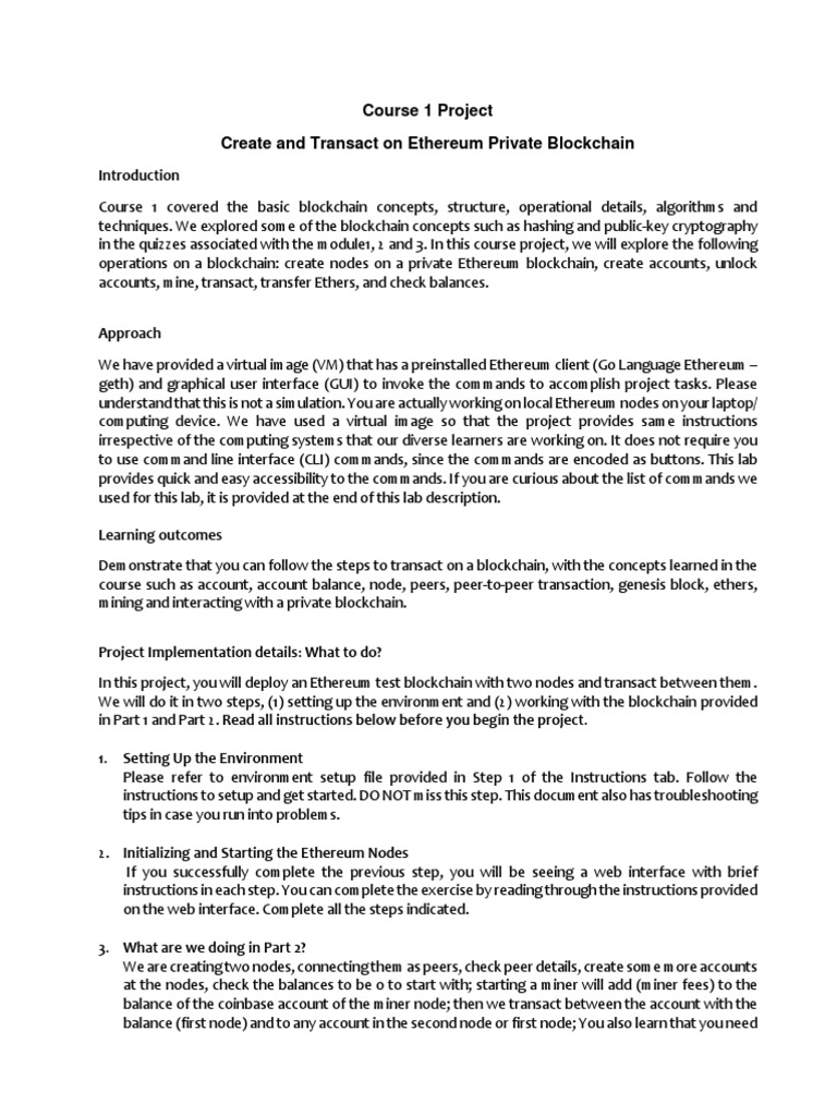 Ethereum Private Blockchain Project Guide | PDF | Peer To Peer | Command  Line Interface