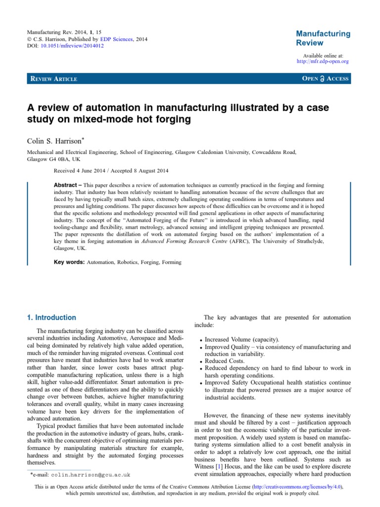 Automation in Forging: A Case Study | PDF | Automation | Robot