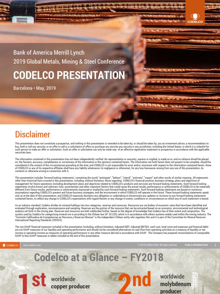 Financiamiento de CODELCO 2019 | PDF | Debt | Mining