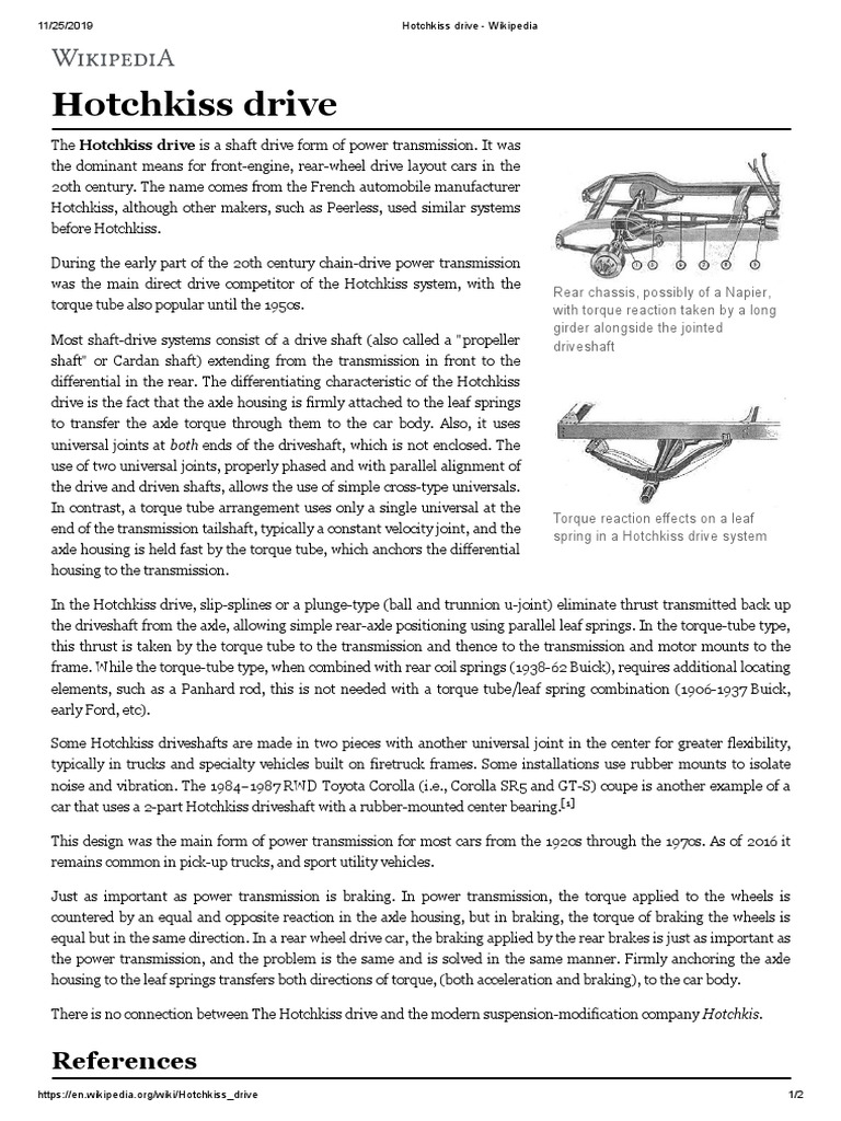 Hotchkiss Drive Wikipedia PDF Vehicles Mechanical Engineering