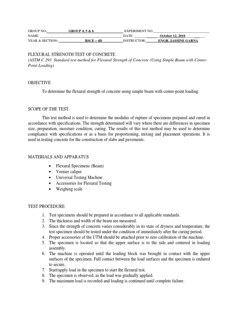 Flexural Strength Test of Concrete | PDF | Solid Mechanics | Applied ...