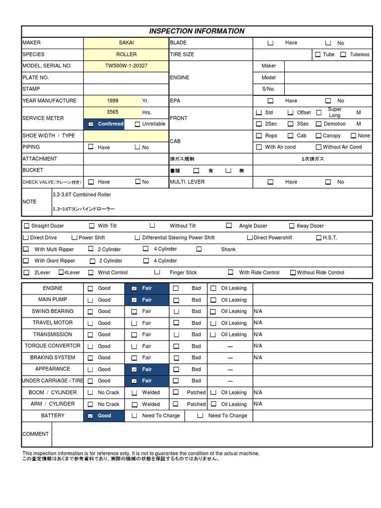 TW500W Inspection Report Summary | PDF | Transportation Engineering ...