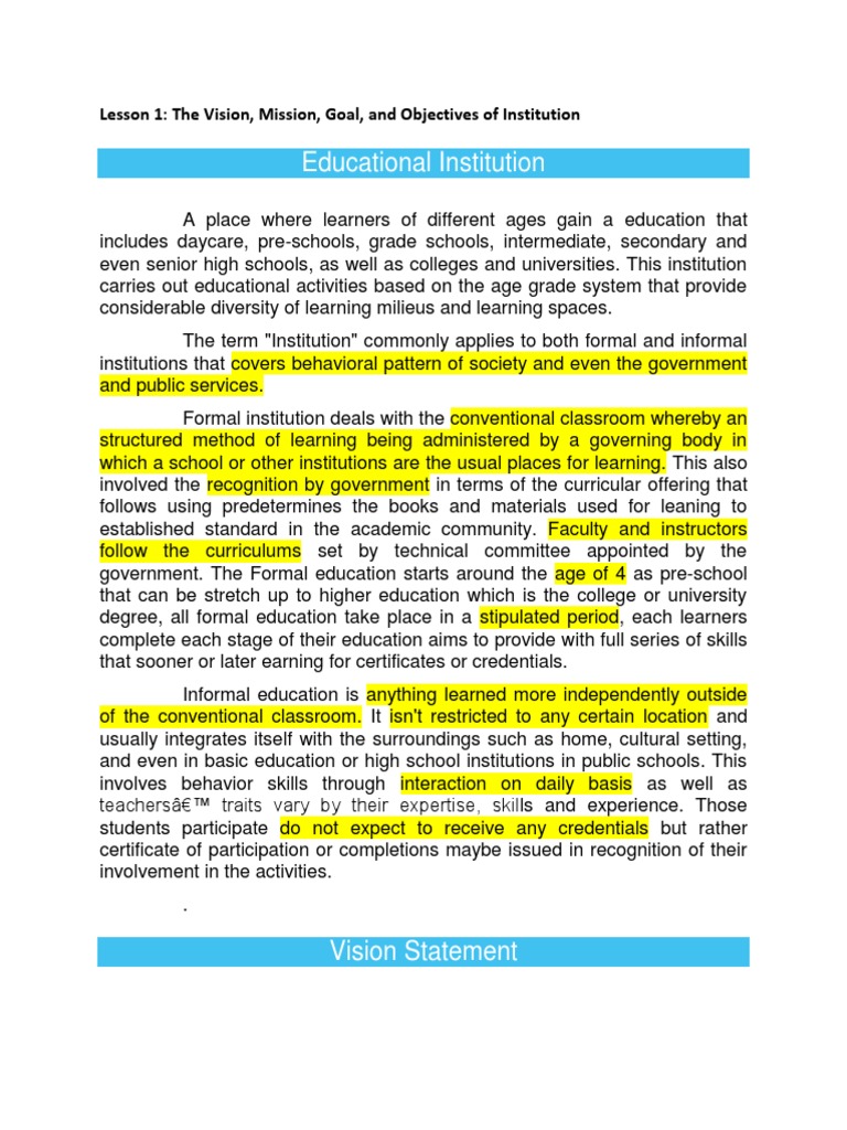 Lesson 1 | PDF | Institution | Schools