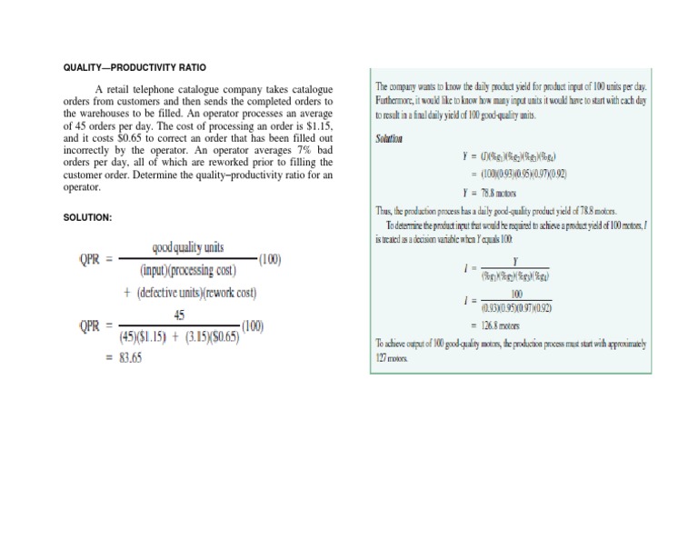 Quality-Productivity Ratio Analysis | PDF | Career & Growth | Finance ...