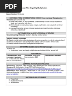 Lesson 1 - Single Digit Multiplication