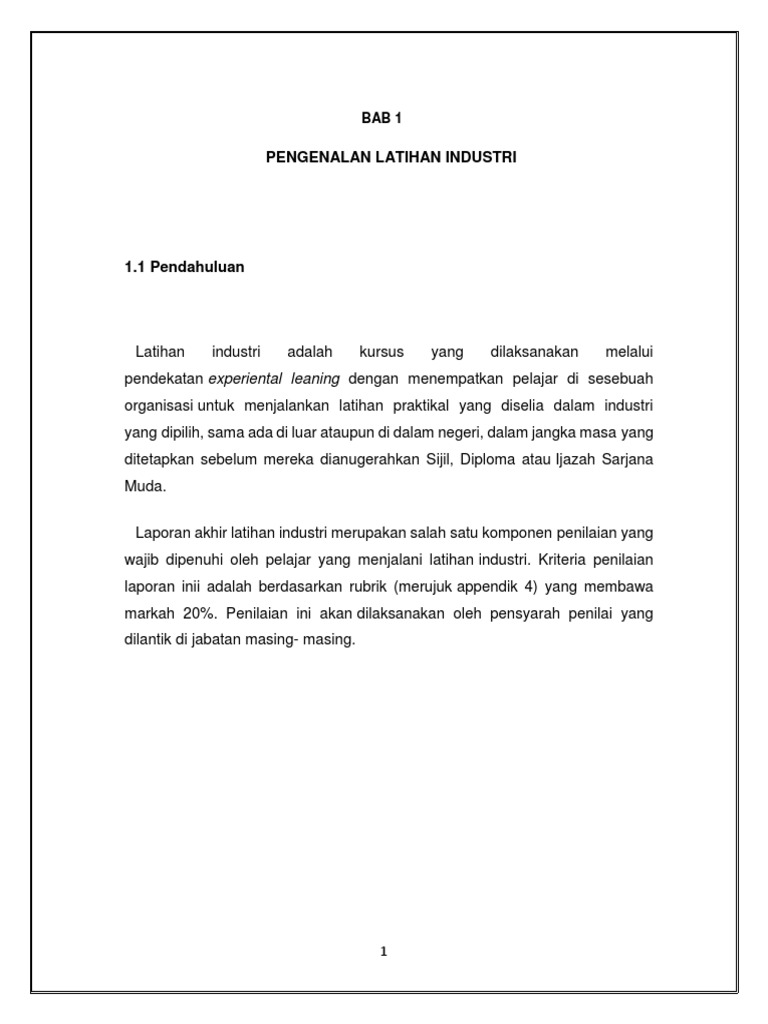 Contoh Laporan Akhir Latihan Industri Li 2019