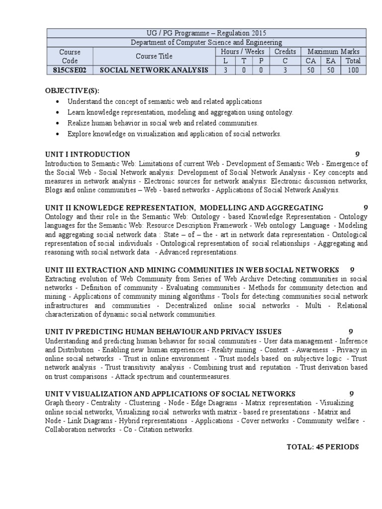 815cse02 Social Network Analysis Doc Knowledge Representation And Reasoning Social Network