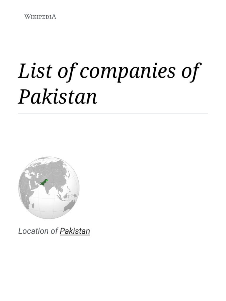 List of Companies of Pakistan - Wikipedia PDF | PDF | Karachi | Pakistan