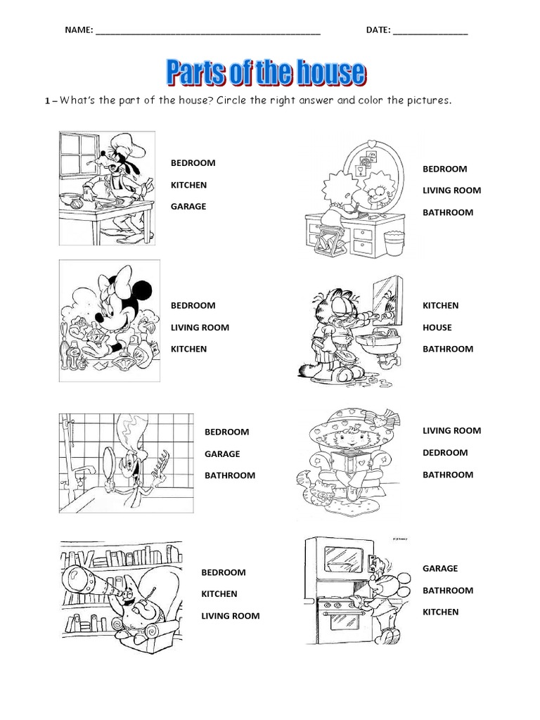 Parts of The House Fun Activities Games Reading Comprehension Exercis