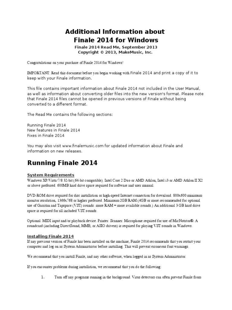 Manual Finale 2014 PDF System Software Software