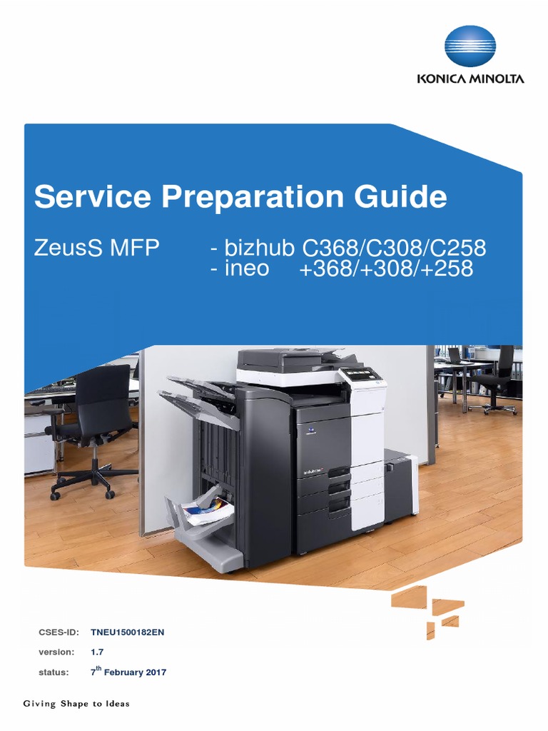 Bizhub C368 - C308 - C258 (ZeusS) - Service Preparation Guide - Ver. 1.7  PDF | PDF | Hard Disk Drive | Paper