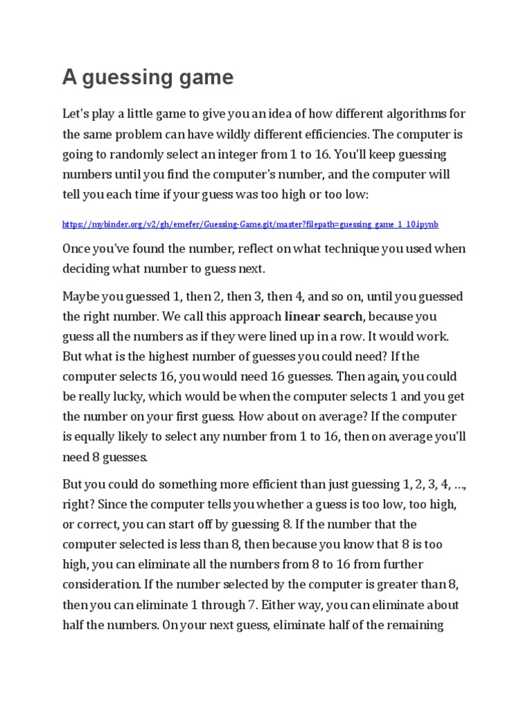 A Guessing Game PDF | PDF | Computer Science | Computer Programming