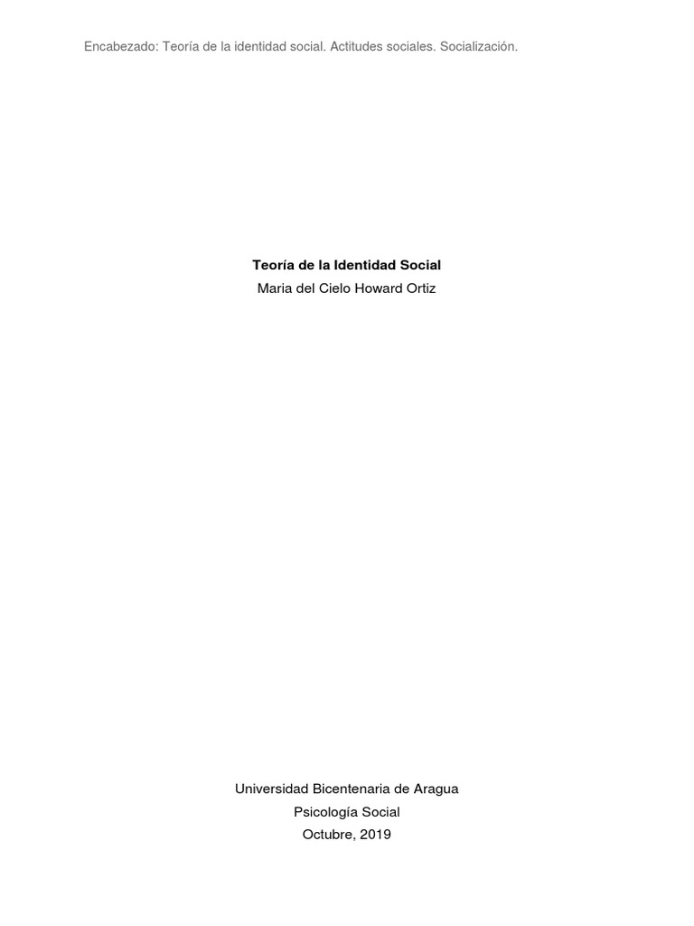 Teoría de la Identidad Social de Tajfel | PDF | Socialización | Actitud ...