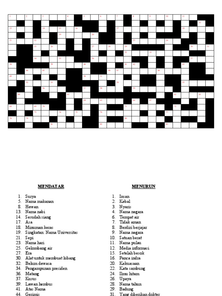 Teka  teki  silang asik   Teka  teki  silang asik