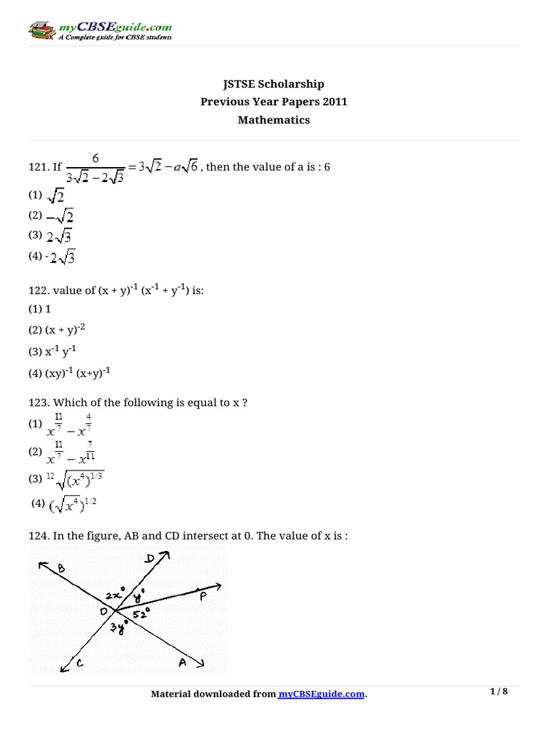 JSTSE Math Practice 2011 | PDF | Area | Space
