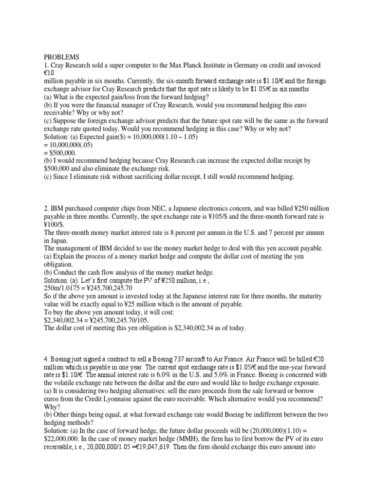 PROBLEMS in Forex | PDF | Option (Finance) | Hedge (Finance)