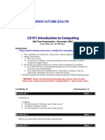 Introduction to Computing – CS101 Fall 2004 Mid Term Paper.pdf