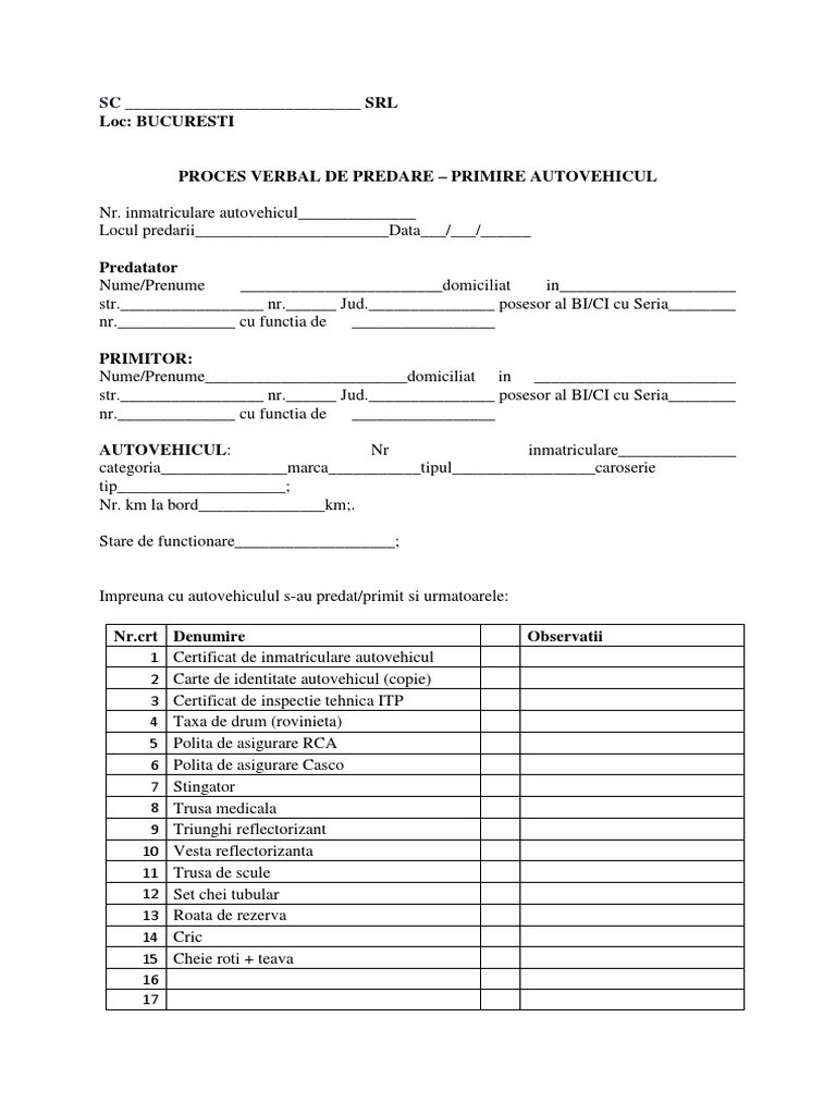 P-V Predare Auto | PDF