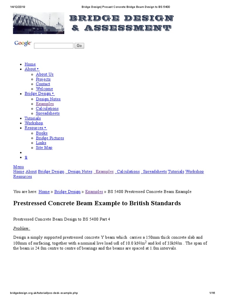 Bridge Design - Precast Concrete Bridge Beam Design To BS 5400 | PDF ...