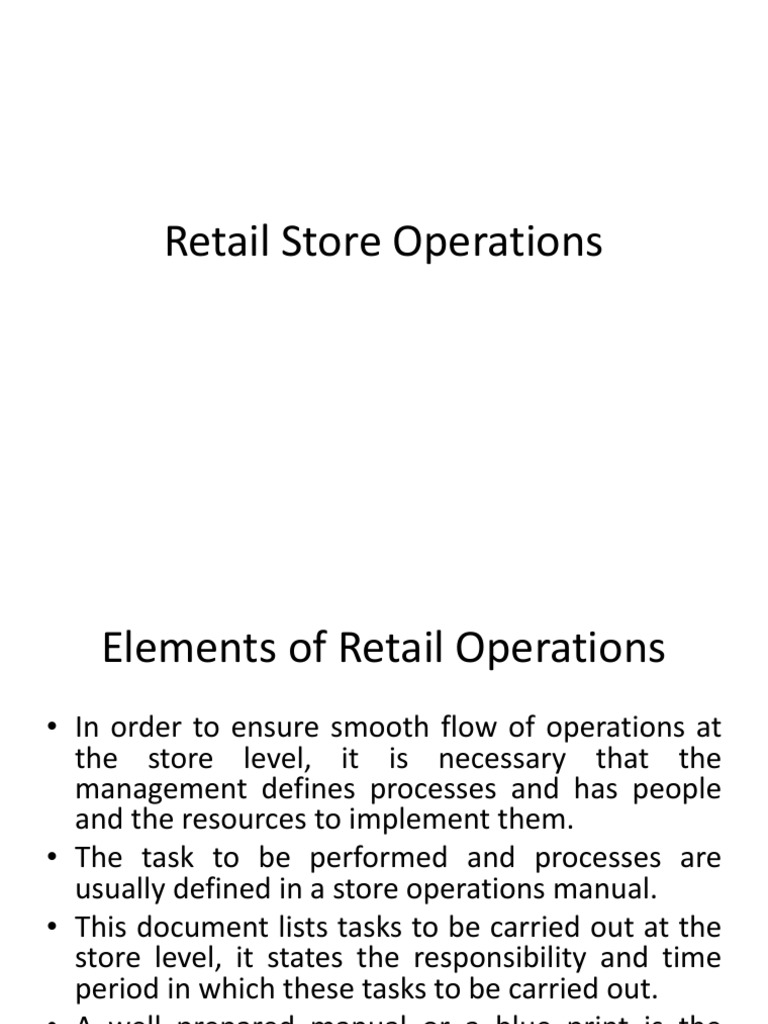 Retail Store Operations Manual Overview | PDF | Merchandising | Retail