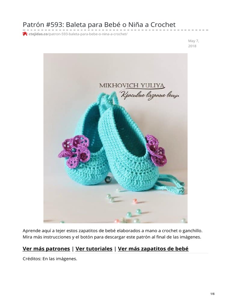 ironía De Verdad fractura Ctejidas - Co-Patrón 593 Baleta para Bebé o Niña A Crochet | PDF