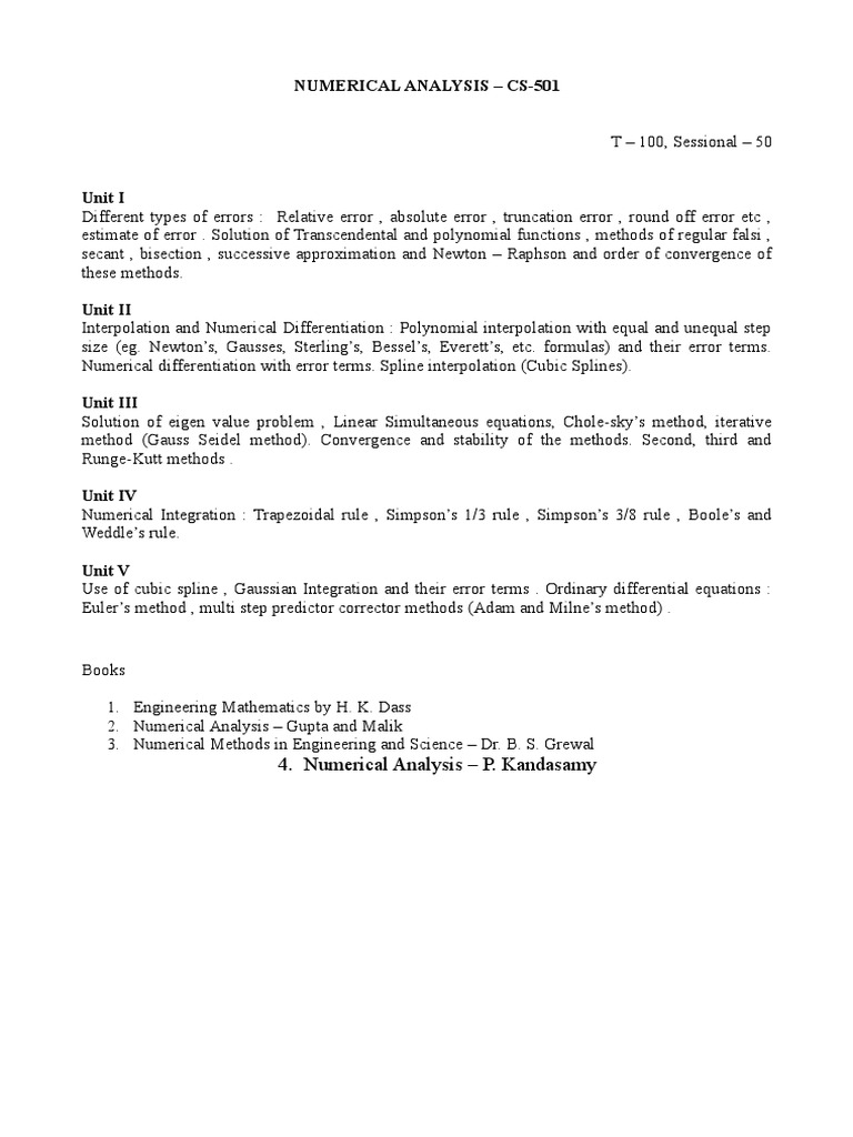 501 Numerical Analysis Cs 501