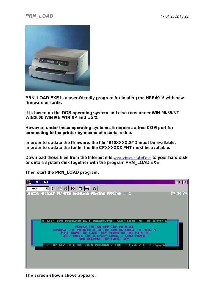 Wincor Nixdorf Printer Firmware Update Guide | PDF | Operating System ...