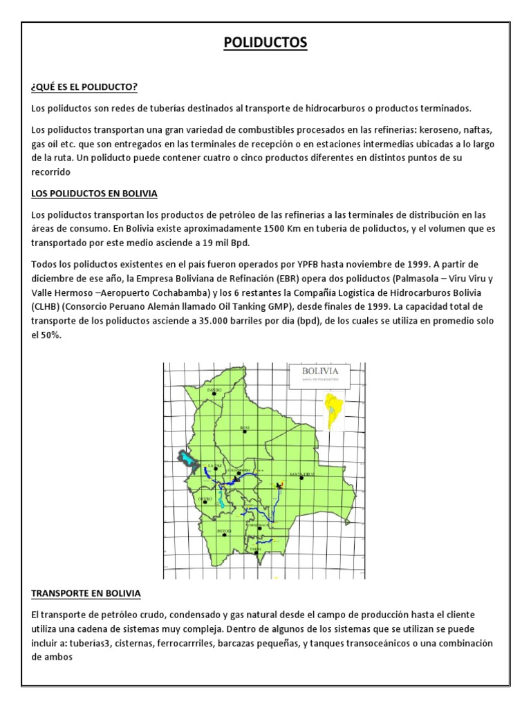 Poliductos: Transporte de Hidrocarburos en Bolivia | PDF | Logística ...