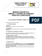 Memoria Descriptiva Limpieza de Desmonte Preza de Clarificacion