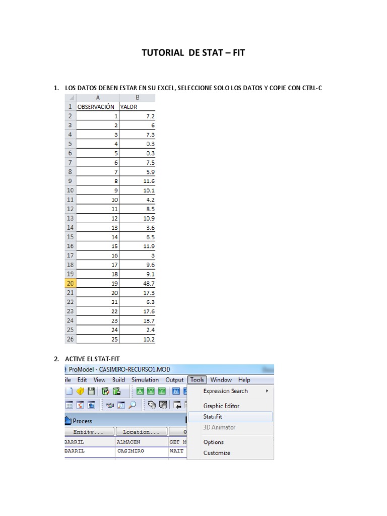 Tutorial de Uso de Stat-Fit en Excel | PDF