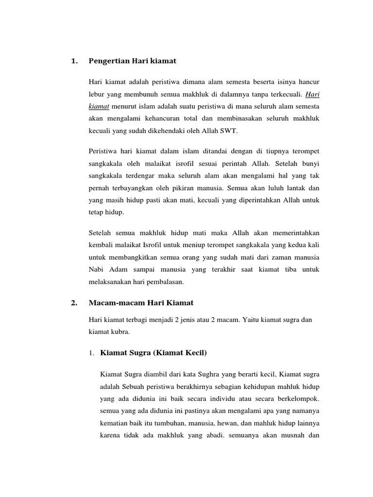 Pengertian Hari Kiamat Pdf