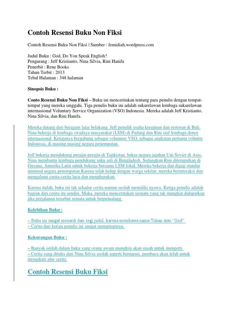Contoh Resensi Buku Non Fiksi Docx